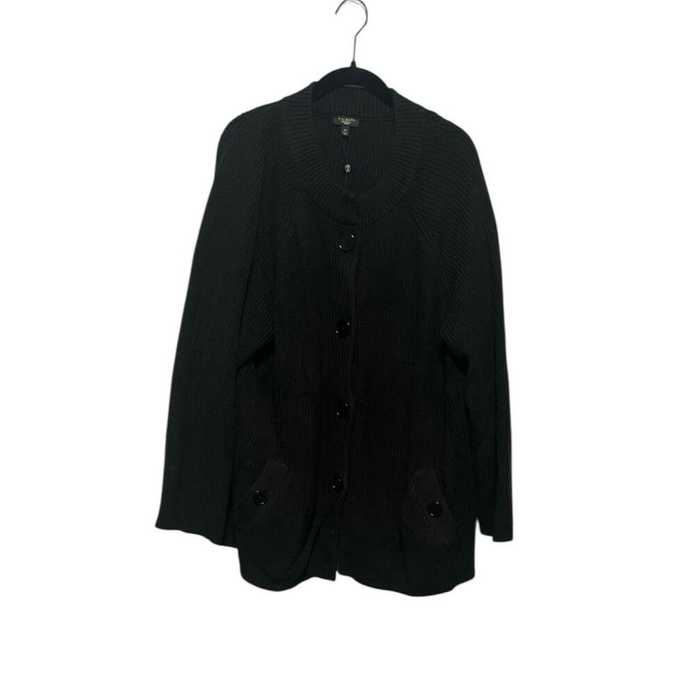 Talbots Button Front Long Sleeve Black Cardigan NWOT Size 2X